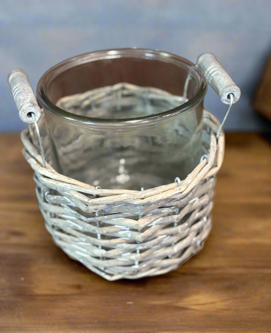 Basket with Glass Vase